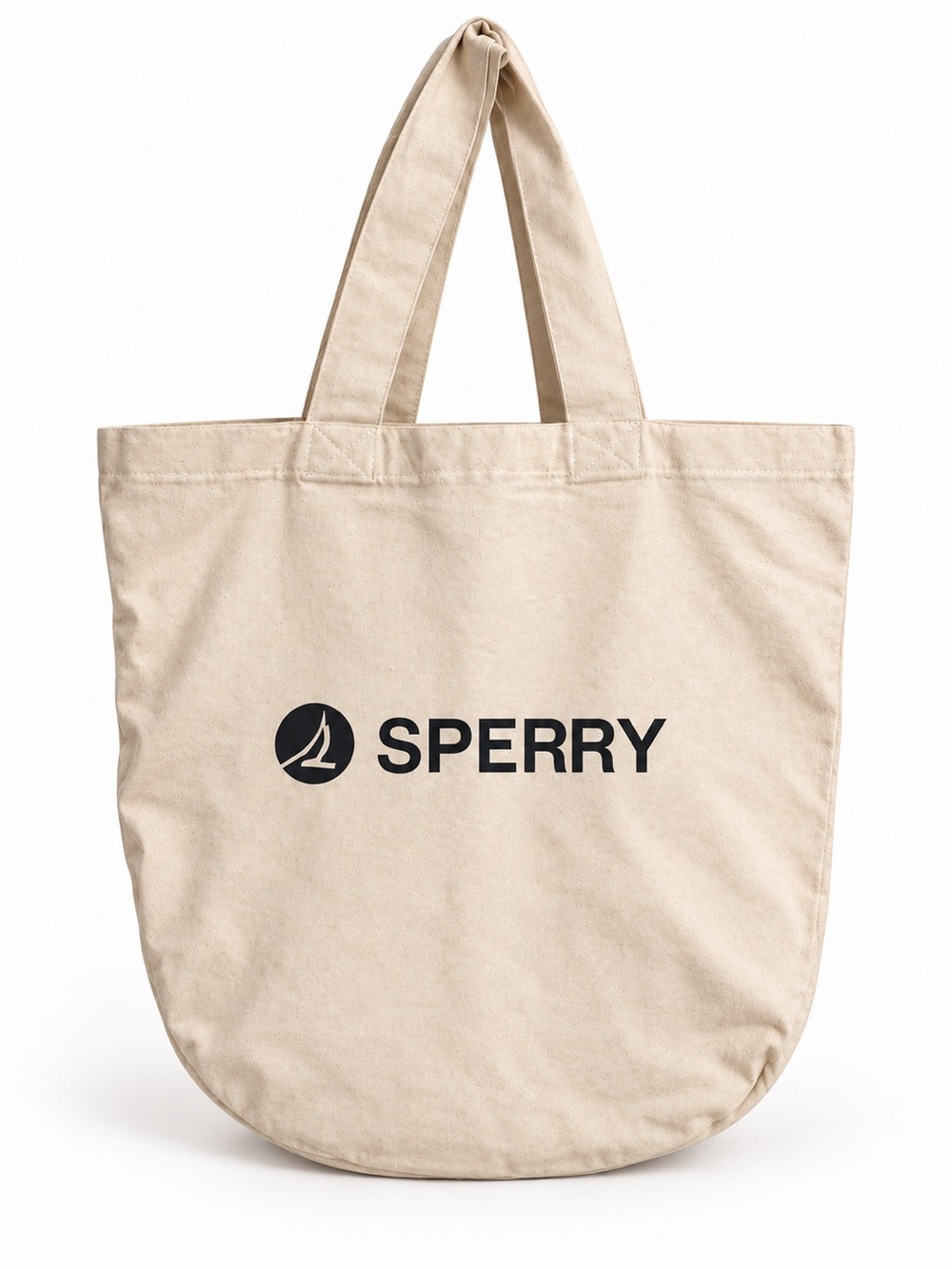 Sperry Natural Canvas Logo Tote Bag Nautical Coastal Shopper